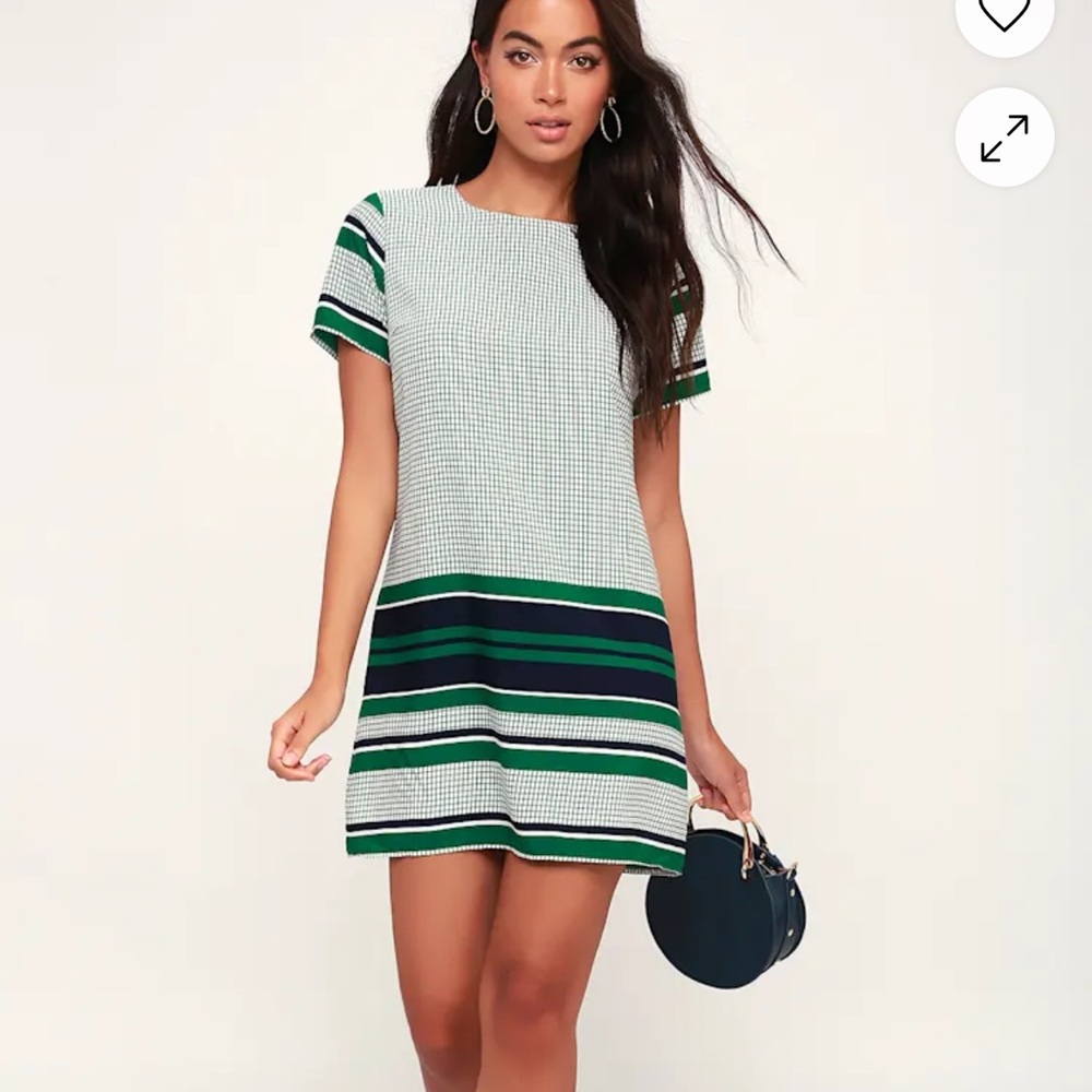 Lulu's Green and White Striped Mini Dress